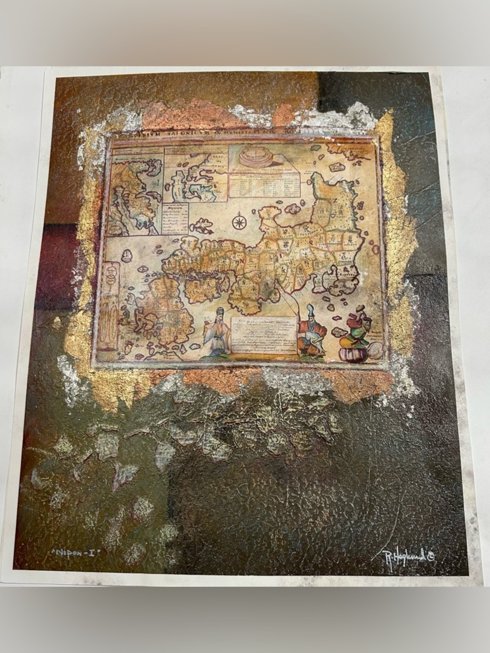 Vintage Map Painting 17x21